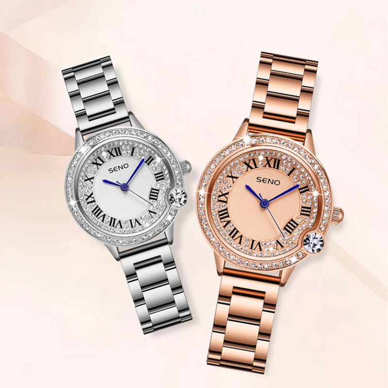 นาฬิกาแฟชั่นสำหรับผู้หญิงหรูหรานาฬิกาควอตซ์เพชรสายรัดเหล็กกันน้ำสุภาพสตรีนาฬิกาสวยงามนาฬิกาข้อมือคุณภาพสูง