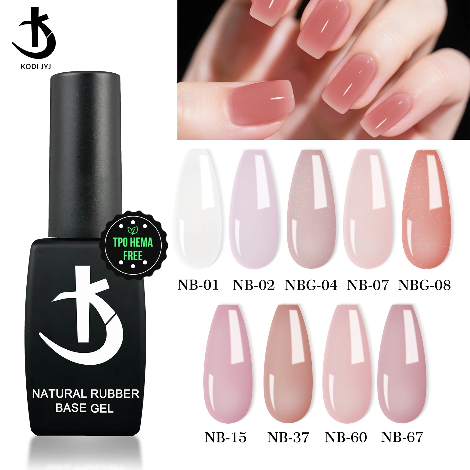 KODI JYJ Natural Rubber Base Gel Tpo Hema Free 12ml Nude Nail Base Coat New Environmentally Friendly Formula UV Gel Nail Polish