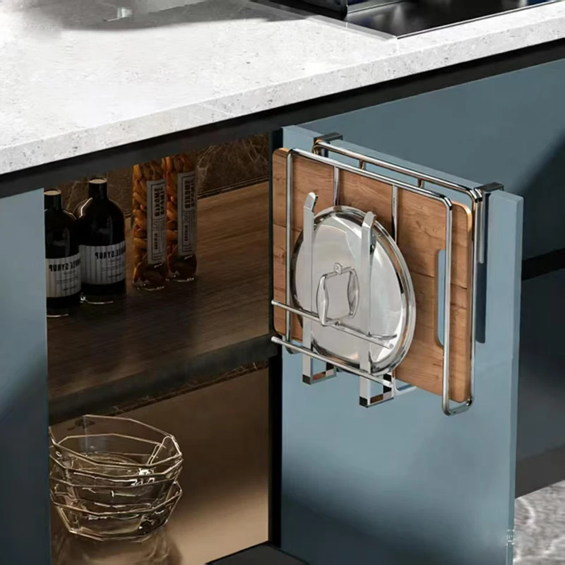 No-Drill 304 Stainless Steel 2-Tier Cabinet Organizer, Multifunctional Rack for Cutting Boards, Towels & Cups, Kitchen Storage
