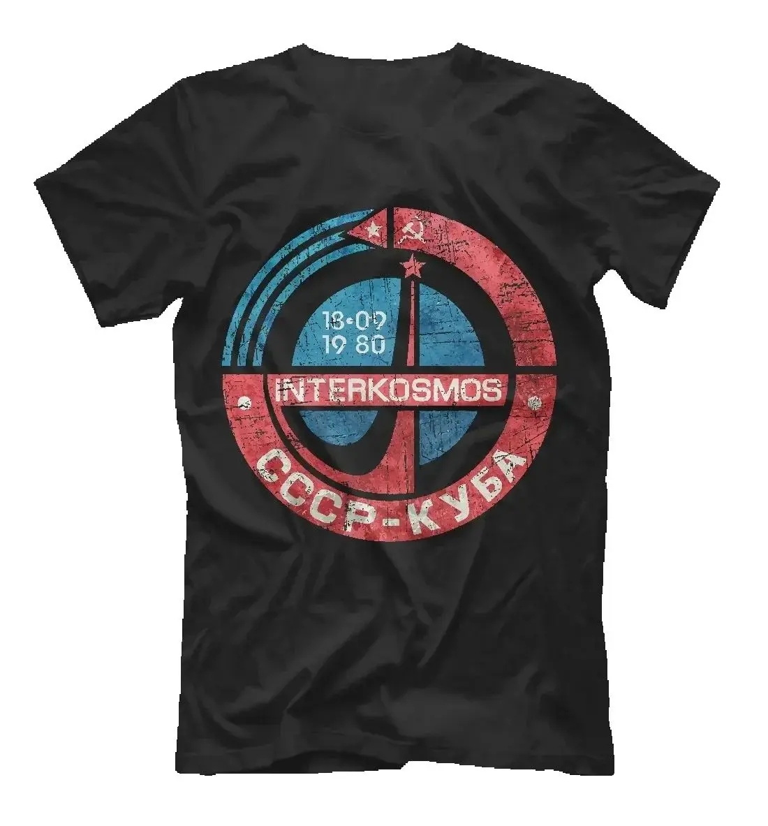 Pure Cotton Retro Design Soviet Space Program USSR CUBA Interkosmos Rare Designer HQ Print Men's Tops Tees