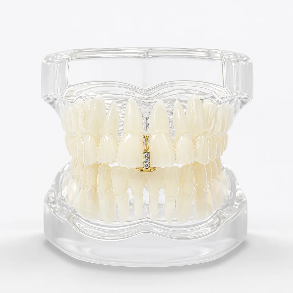 Zirconium Dental Braces With Numerous Long Prongs, Stylish Polygonal Dental Ornaments, Personalized Hip-Hop Dental Braces