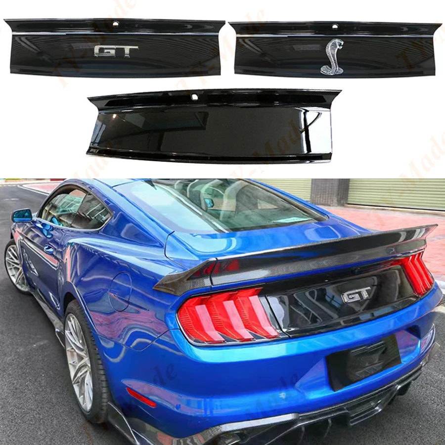 

For Ford Mustang 2015-2020 Car Rear Bumper Guard Cover Plate Carbon Fiber Look Trunk Lid Board Decklid Panel Body Kit Splitter