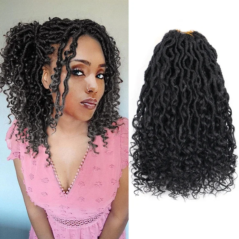 10 14 18 Inch Goddess Locs Crochet Hair River Locs Pre Looped Boho Hippie Crochet Hair For Black Women