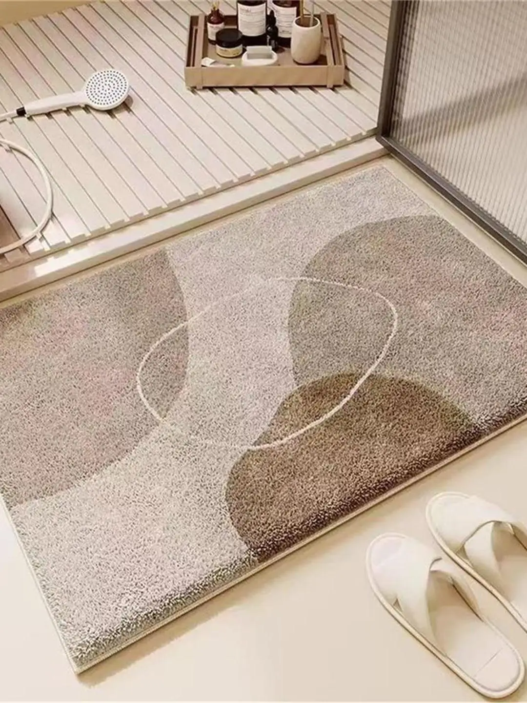 

Simple Sle Batoom Absorbent Wool Carpet Soft Plu Batoom Door Mat Non-Slip Floor Rug for Toilet Entrance Home Decor