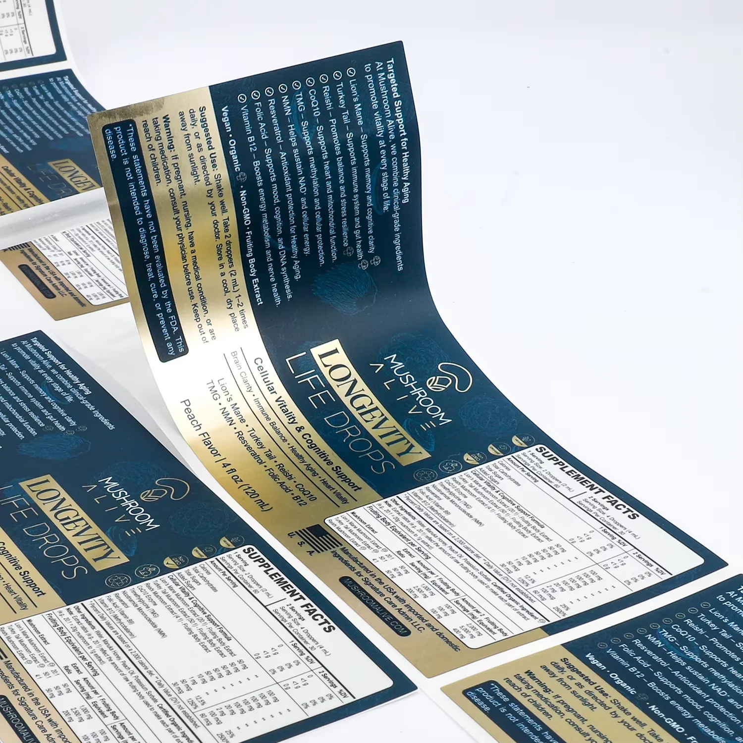 1000 قطعة ملصقات مقاومة للماء مخصصة | ملصقات لفة ذاتية اللصق BOPP | تغليف الزجاجات الطبية لمكملات الفيتامين