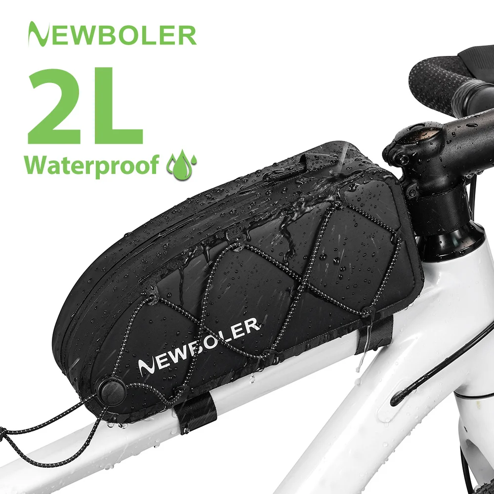 NEWBOLER 1.8L Bike Bag Waterproof Reflective Front Top Frame Tube Bag Ultralight Bicycle Bag Cycling Bag Touring Riding Gear