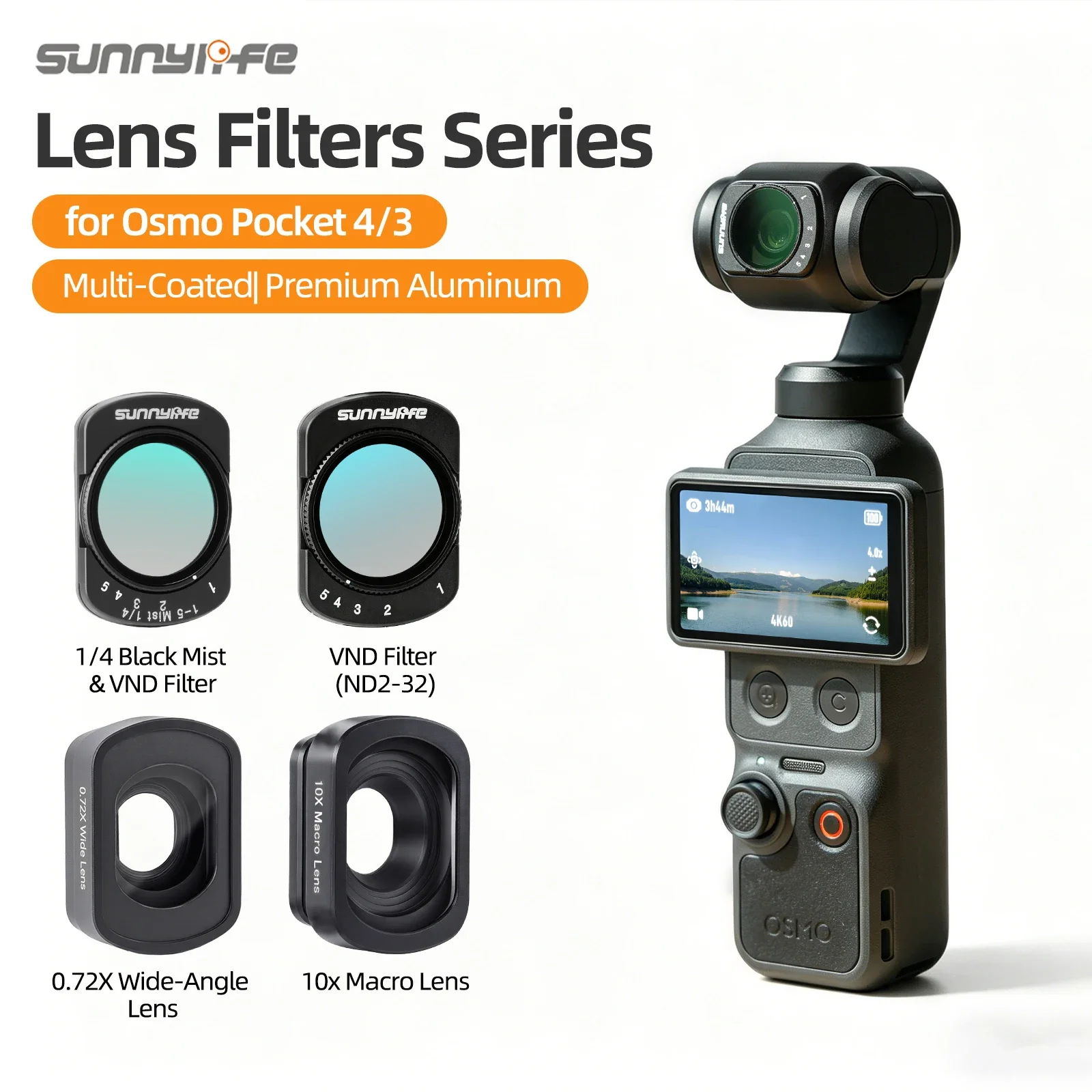 Sunnylife Magnetfilter für DJI Osmo Pocket 4 3 ND ND Black Mist Weitwinkel-Makro-Objektiv Optisches Glas Gimbal-Kamera-Zubehör