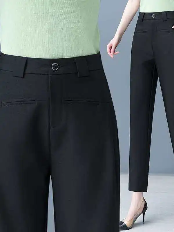 

Летние тонкие брюки-шаровары с высокой талией для женщин, повседневные, элегантные, стройнящие, из ПВХ и полиэфирного волокна, 100% полиэстер