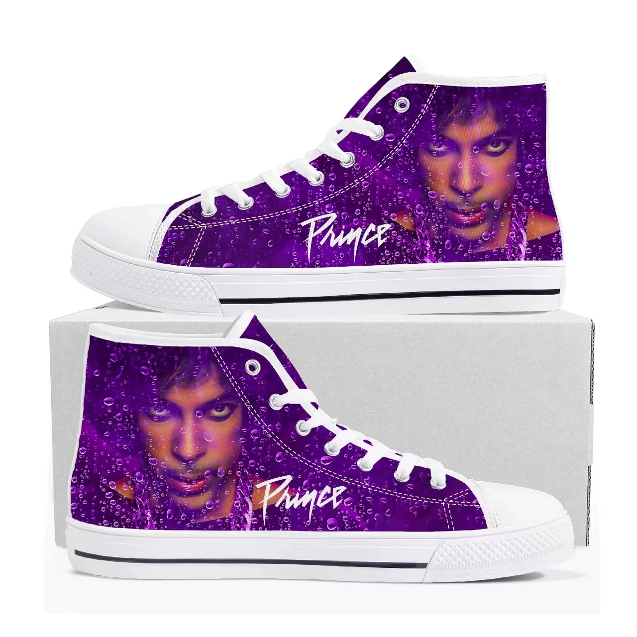 Singer Prince Symbol Rogers Nelson Purple Rain Casual Cloth Shoes High Top Lightweight Breathable 3D Print Men Women Sneakers