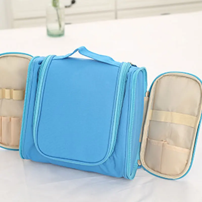 Double-open toiletry bag Travel hook organizer bag Triple-open handheld cosmetic bag portable travel bag