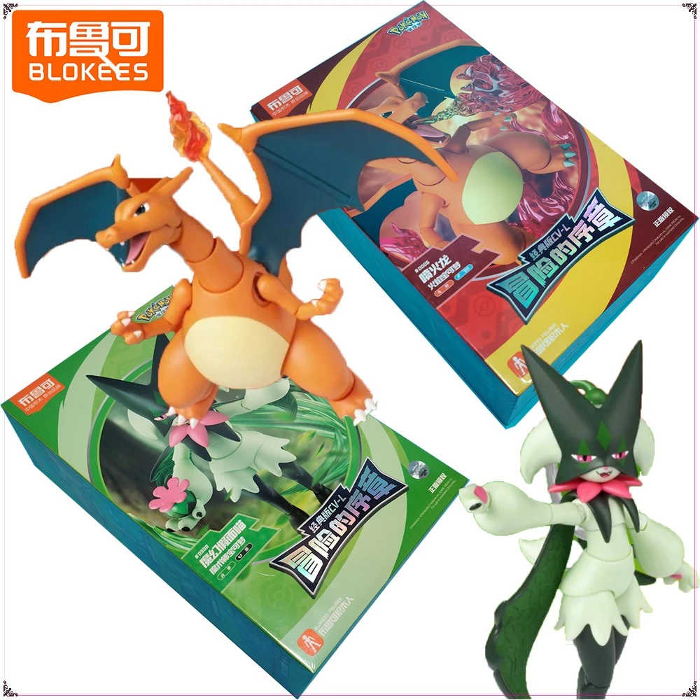 

Original Blokees Pokemon Classic Edition L Action Figures Cartoon Assembly Model Doll Collect Toys Desktop Ornament Holiday Gift