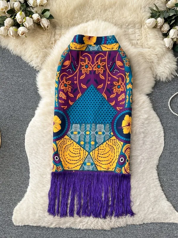 

Юбка-панель с высокой талией и принтом, женская уличная юбка средней длины с запахом на бедрах, летняя модная юбка с высокой талией и запахом