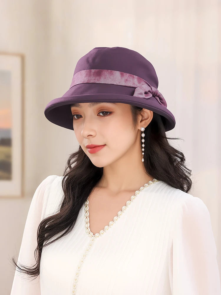 silk-knot-sun-hat-foldable-beachwear-women's-summer-fashionable-shade-cap-round-top-short-brim-adjustable-fit