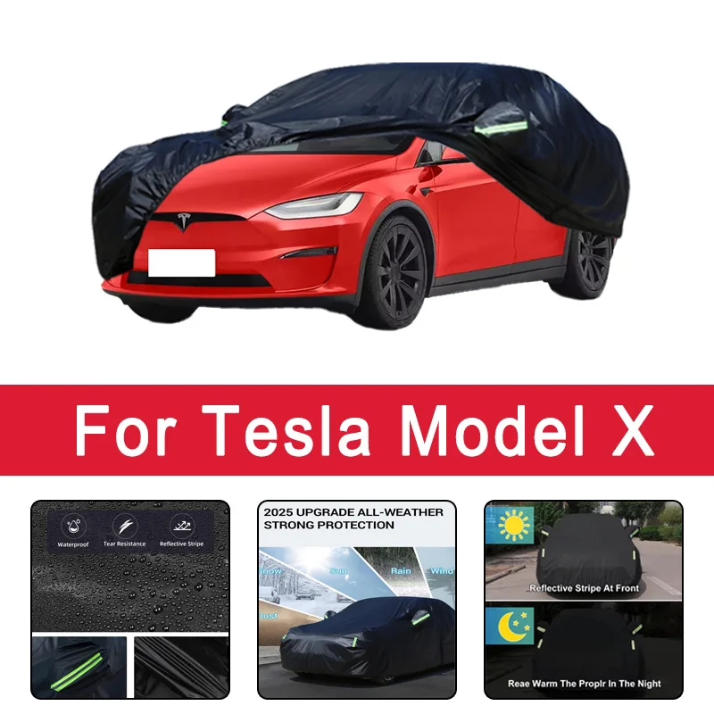 

For Tesla Model X All-Weather Car Covers 6-in-1 Waterproof Dustproof UV Proof Snowproof Scratch Resistant Protection