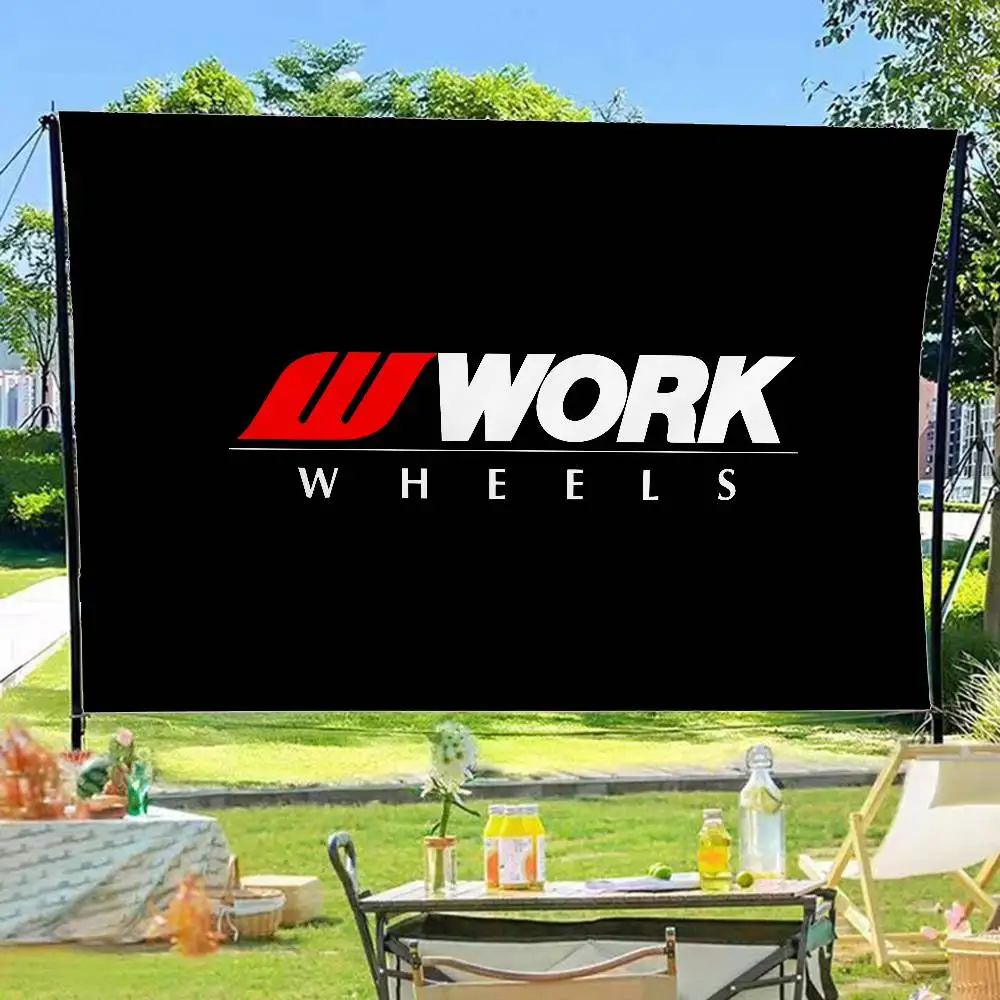 popular Wheel hub W-Work W-Wheels brand logo Printed Large Flag Art Science Fiction Room Home Decor Decor Banner