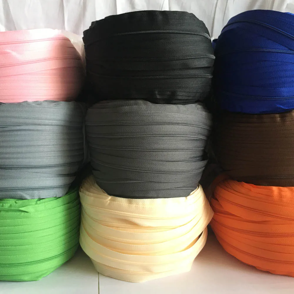 سحابات لفائف نايلون طويلة لحقيبة الملابس DIY ، سحاب بلاستيكي ، منزلقات بلون فضي ، مقياس لفة ، ملحقات ، 3 بوصة ، في لفة #5