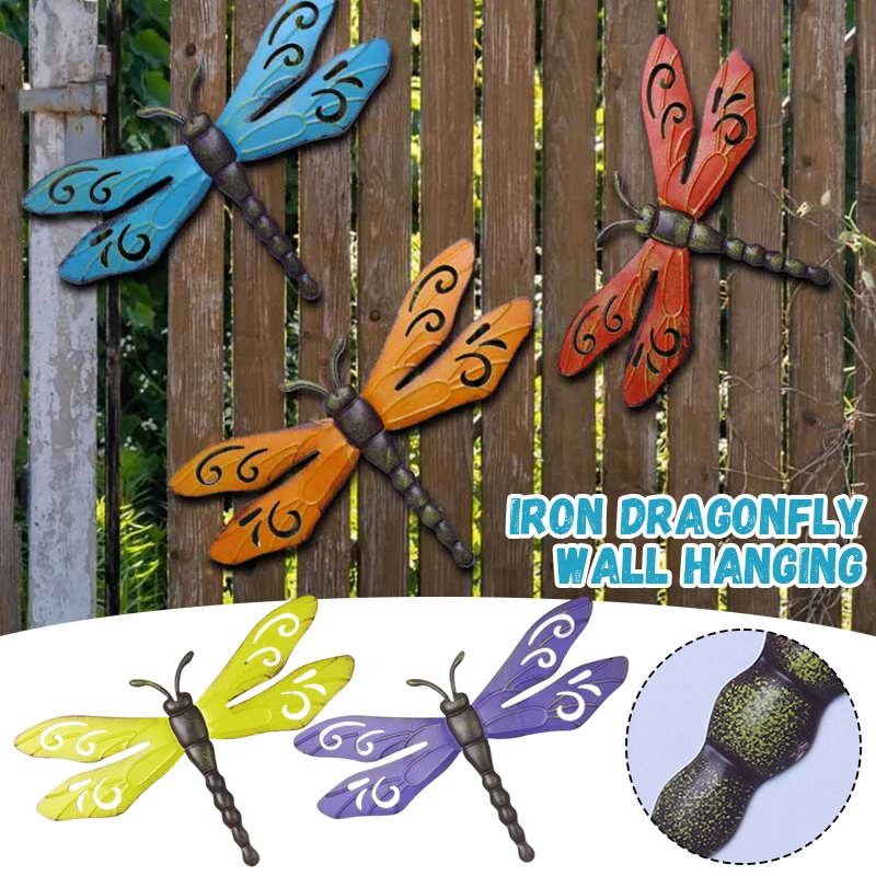 

Metal Iron Dragonfly Home Wall Pendant Art Sculpture Outdoor Hanging Ornament Dragonfly For Garden Hanging Wall Decoration