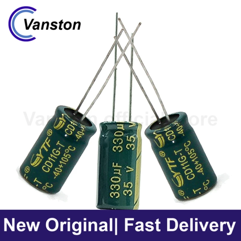 10pcs 35V330UF 10*13mm Power Switch High Frequency Low Resistance Aluminum Electrolytic Capacitor 330UF/3 5V