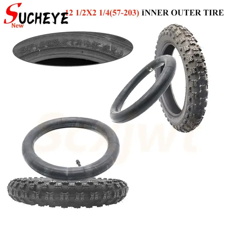 57-203 Tire and Inner Tube Set 12 1/2 x 2 1/4 Off Road Knobby Tyre for Electric Scooter Mini Bike Pocket Bike ATV