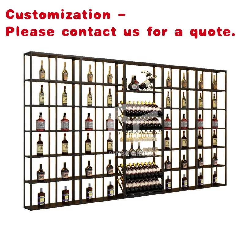 

custom.Modern Supermarket Shop Liquor Store Supplies Display Industrial Pipe Shelf Wine Rack Wall Mounted Wine Bar Display