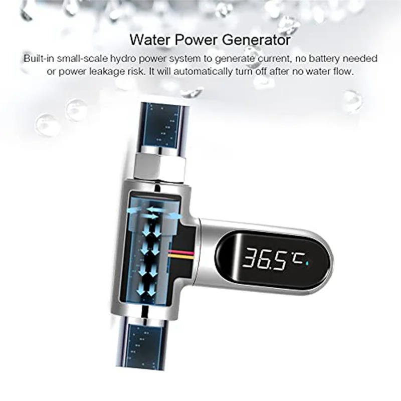 

Highly Recommended 1 Set Thermometer Shower Thermometer LED Digital Display Shower Water Thermometer