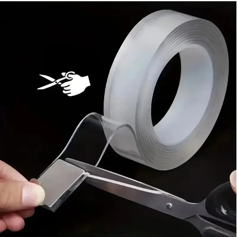 10m Super Strong Nano Double-Sided Tape, Thick and Transparent, Leaves No Residue, Suitable for Bonding Plastic, Wood, Glass, Stone, and Metal. Made from Pe Material, Acrylic-Based, High Viscosity.
