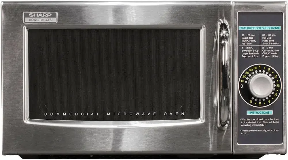 R-21LCFS Medium-Duty Commercial Microwave Oven with Dial Timer, Stainless Steel, 1000-Watts, 120-Volts, One Size