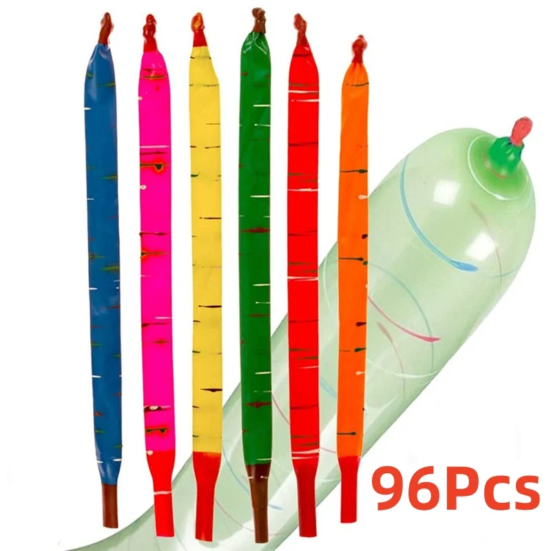 96pcs Mixed Color Long Latex Rocket Balloon Flying Squeaking Children Birthday Party Decoration Latex Balloons Classic Toys