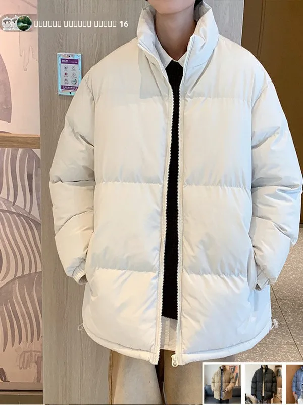 

Winter Thiened Warm Stand Collar down Cotton Jaet for Men Youth Loose Fit New Sle 2025 Trendy Cotton Padded Coat