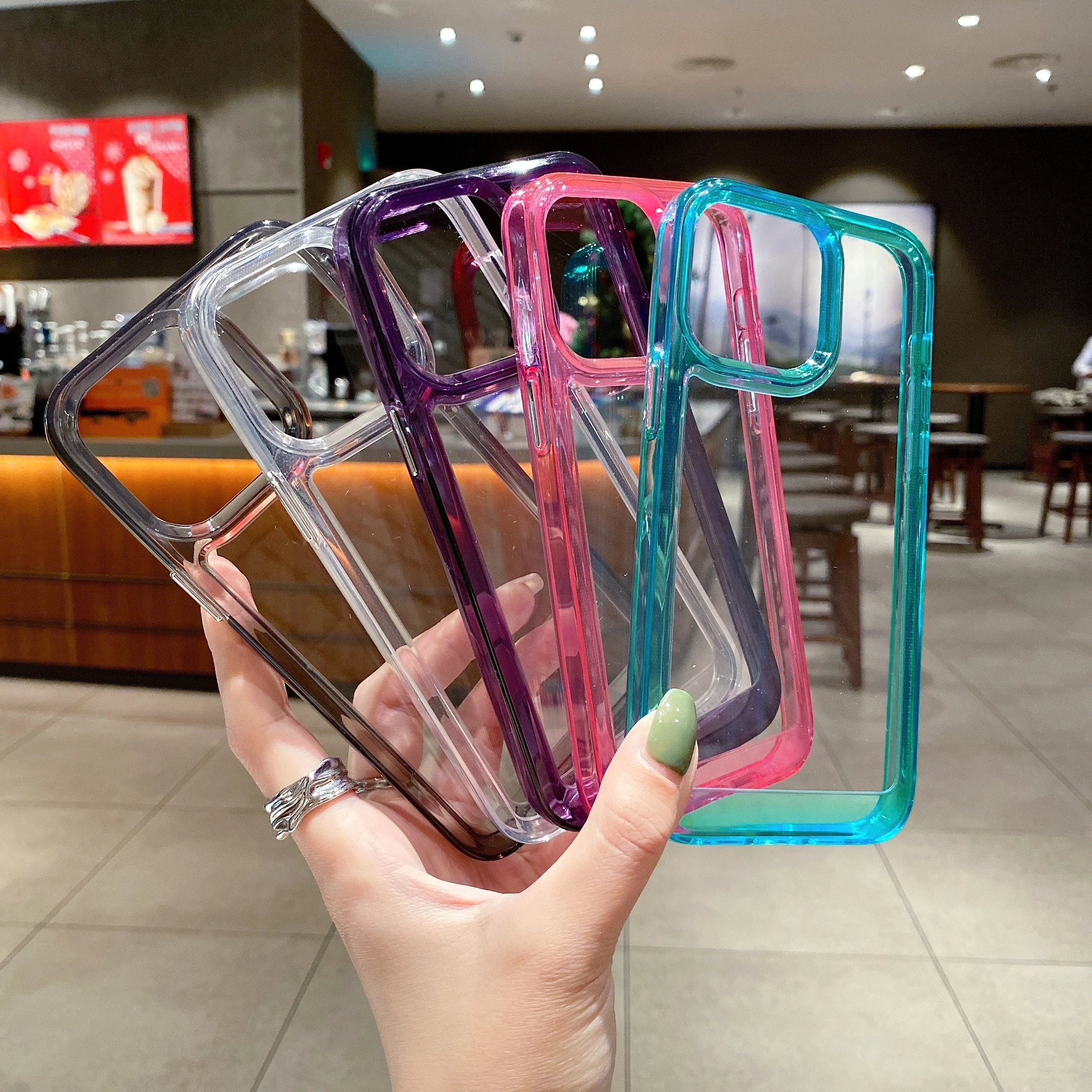 Transparent Hard Acrylic Bumper Case For iPhone 15 14 13 12 11 Mini Pro XS Max XR X 8 7 Plus SE Shockproof Clear Cover Coque