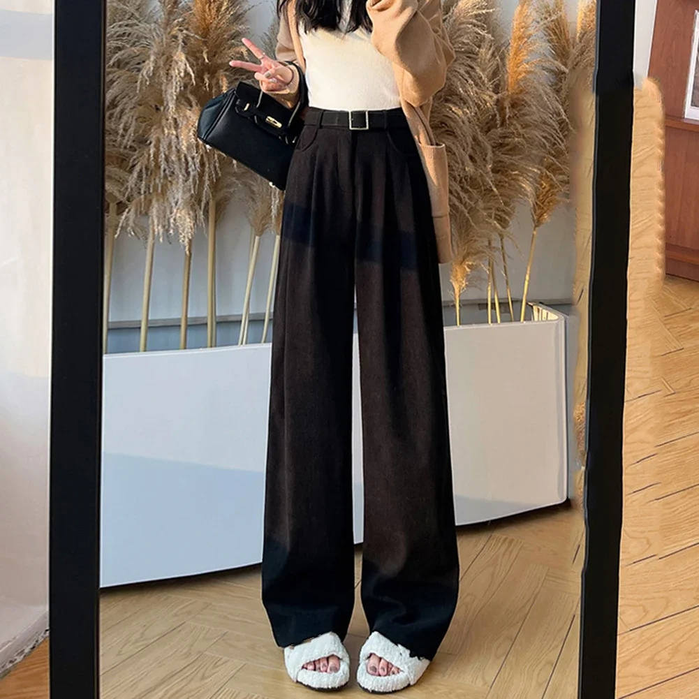 Pantaloni eleganti casual Pantaloni a gamba larga Design semplice Modello in tinta unita Indossare tutte le stagioni Pantaloni eleganti in velluto a coste a gamba larga