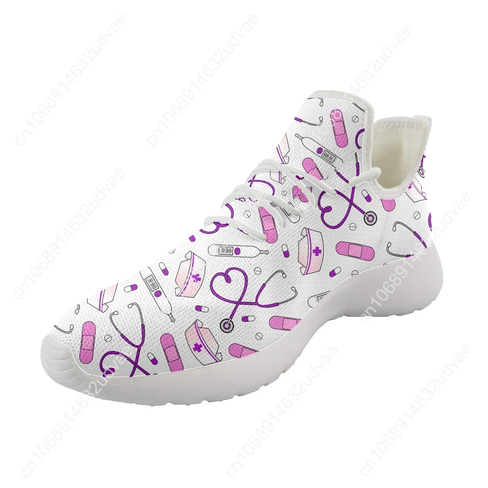 Funny Medical Graphic Nurse Women's Sport Knit Shoes Autumn 2022 Nursing Sneakers Women Flats Breathable Mesh Sneaker