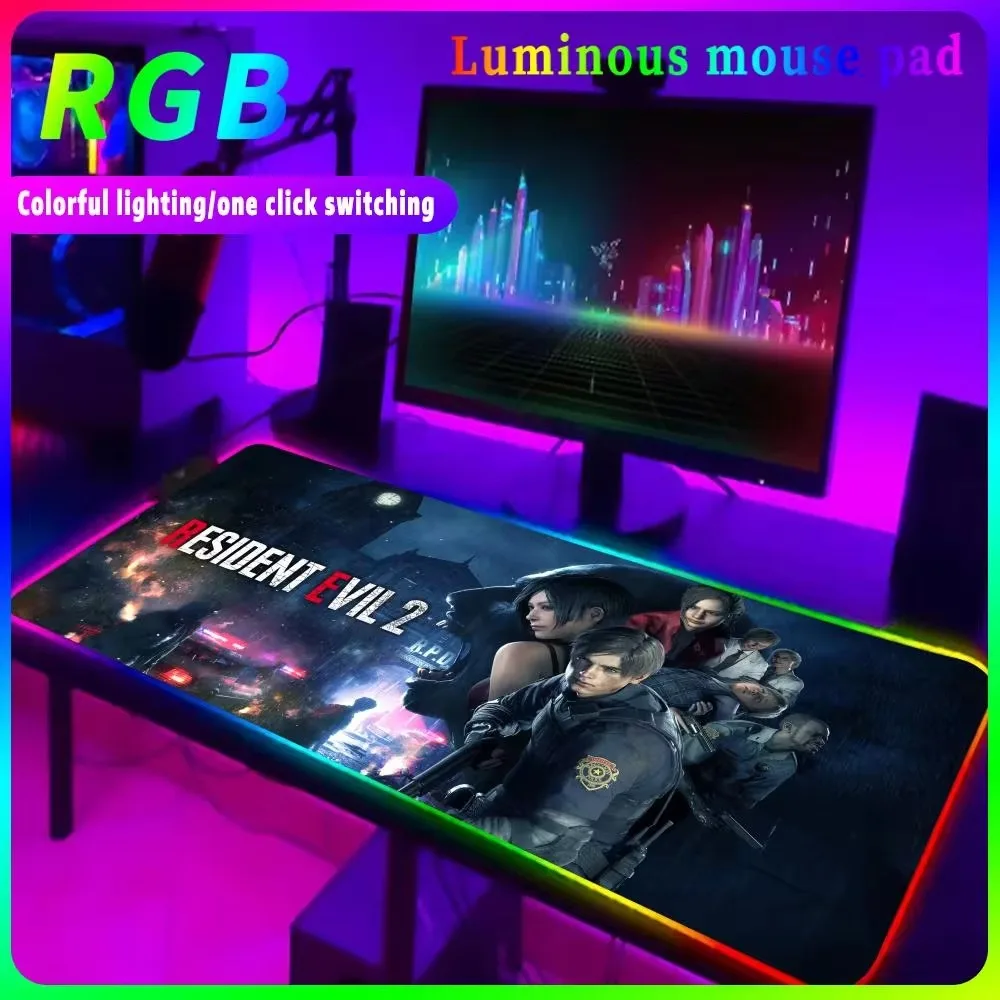 R_resident E_evil Series Rgb Gaming Mouse Pad  Computer Accessories LED Mousepad Gamer Desk Mat Pc Cabinet Backlit Keyboard Mats