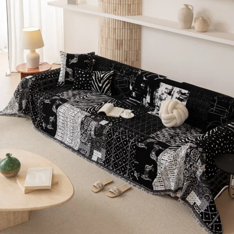 

Sofa Covers Chenille Black Sofa Mats Throw Blankets 2025 All-season Camping Picnic Blanket Cover Sofa Cover housses de canapé