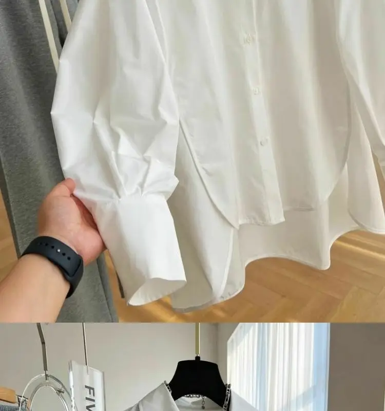 Spring Clothes Loose Long-sleeved White Shirt Women Niche Thin Top