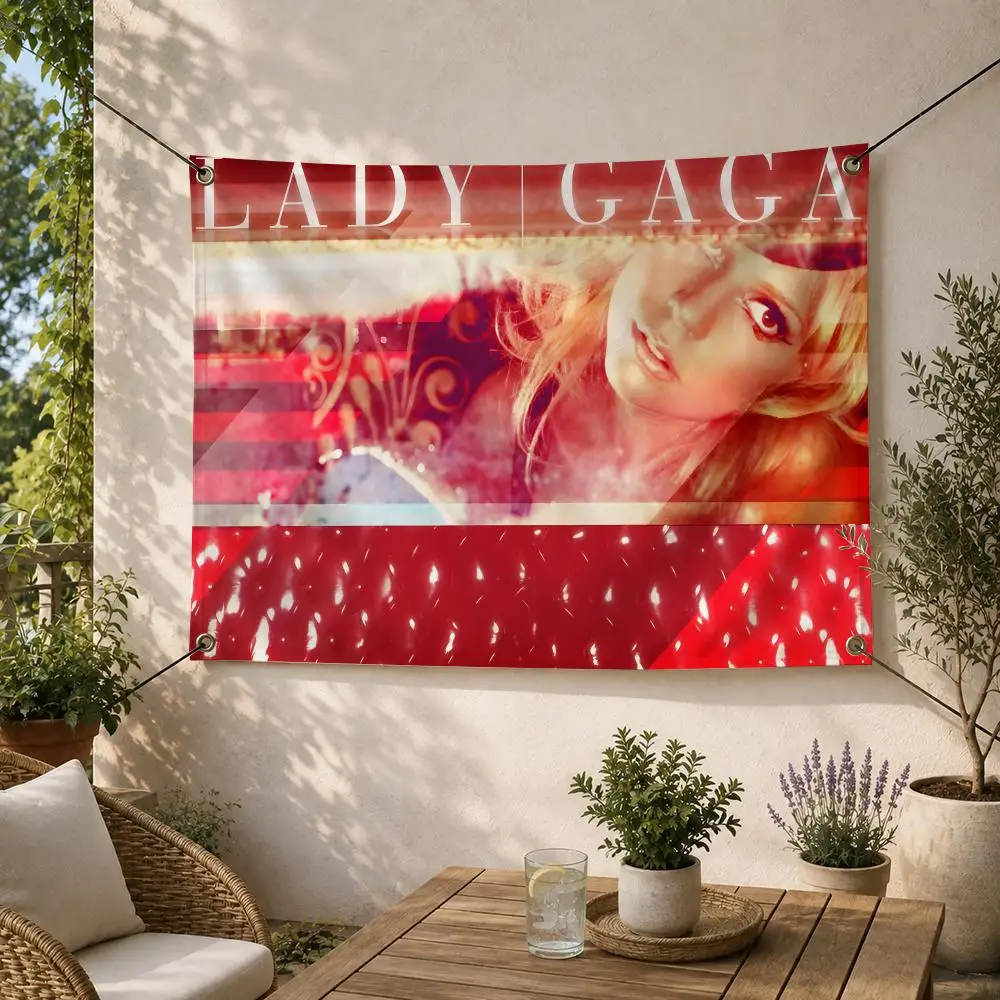 Lady Gaga American Pop Singer Flags Decorative Flag Banner for Outdoor Garden Yard Camping Party Home Wall Hanging Decor