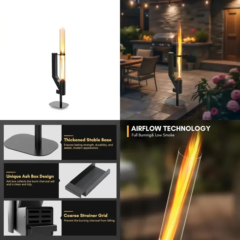 Chauffage de terrasse à granulés avec cheminée en verre, foyer à granulés de bois pour camping, jardin, chauffage extérieur, chaleur efficace