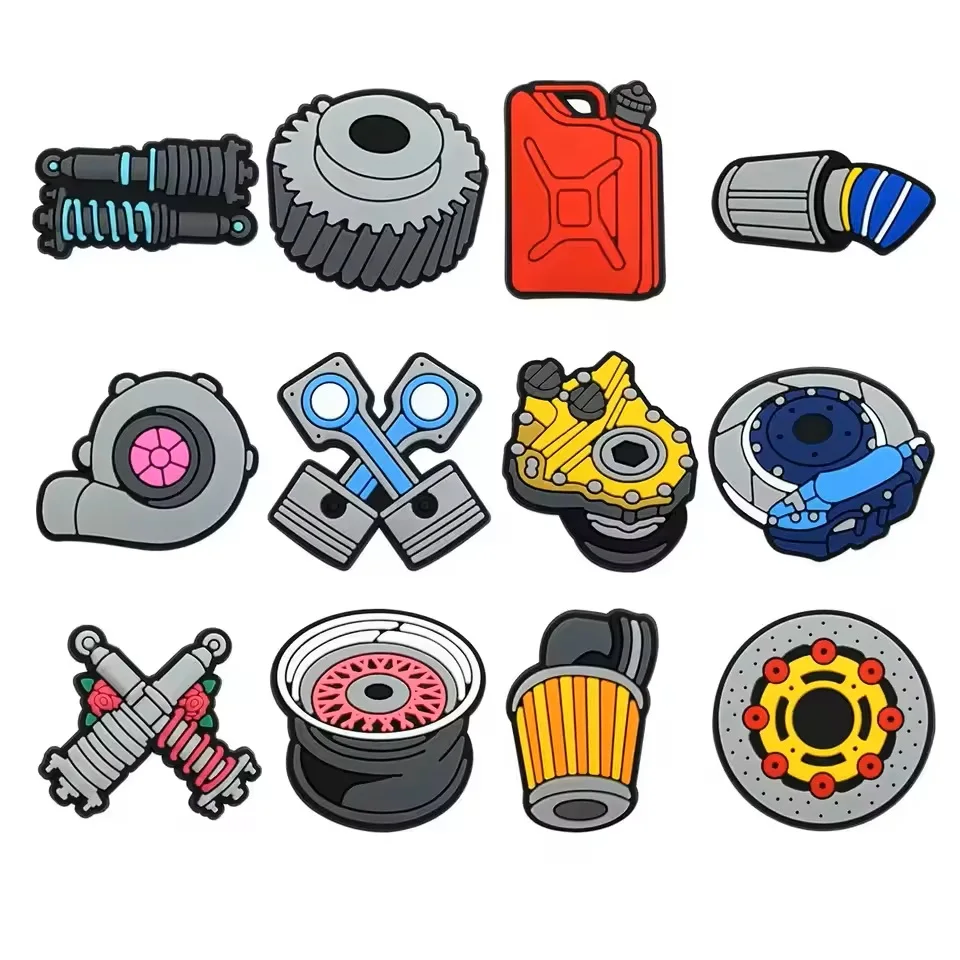 12Pcs Various Car Parts Shoe Charms Bubble Slipper Shoes Accessories Decorations Clog Sandal Shoe Ornament Men Women Gifts