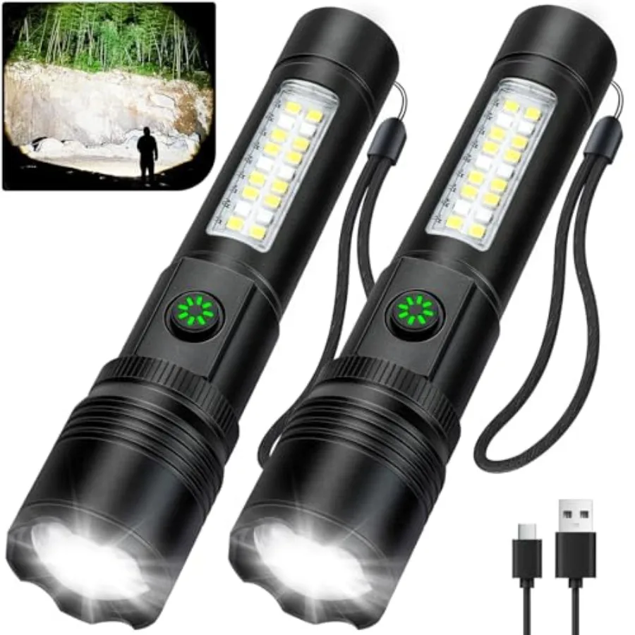 

Flashlight Rechargeable Flashlights High Lumens, 99, 000 LM Bright LED Flashlight Powered Flash Light, USB Rechargeable Flashli