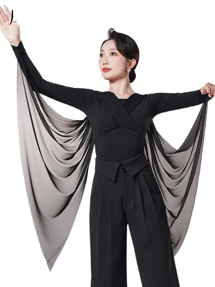 

2023 Women's Latin Leotard Long-sleeved Professional Waltz Dancing Practice Top F1104