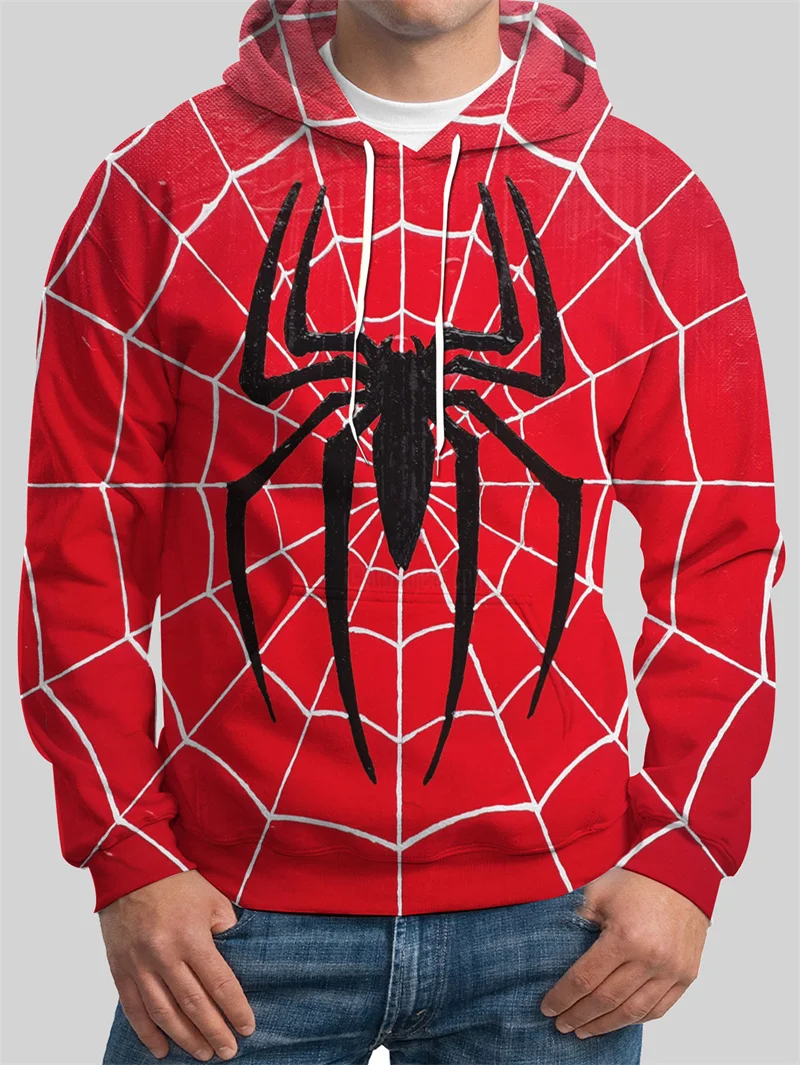 Spider Pattern Men's Fashion Hoodies Long Sleeve Autumn Winter 3D Print Street Hip Hop Sweatshirts 6XL Plus Size Casual Hoodies