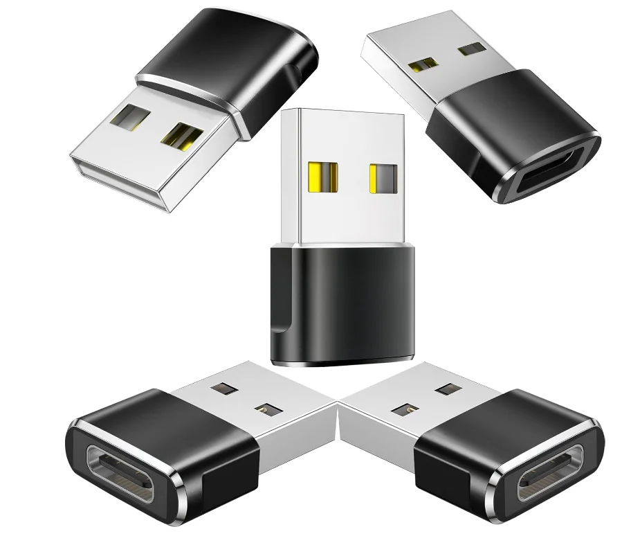 

Адаптер USB-USB C, 5 шт., автомобильное зарядное устройство USBC «мама-папа», конвертер Type-C для iPhone 16, 15, 14, 13, 12 Plus iWatch Airpods Sw