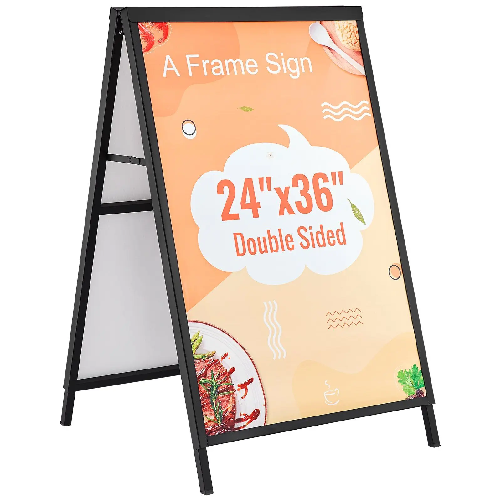 

24"x36" A-Frame Sidewalk Sign – Heavy-Duty Steel – Double-Sided Slide-In Board (Frame Only, for Business Advertising)