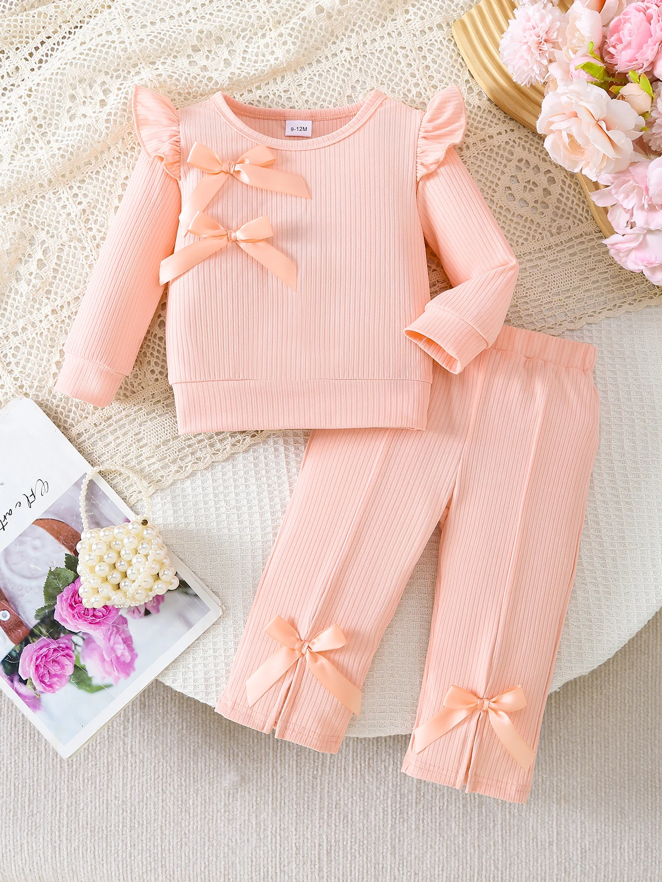 Sweet Princess Style Girls Clothing with 3D Butterfly Knot Textured Pleats Soft Skin-Friendly Daily Home Lightweight Apparel