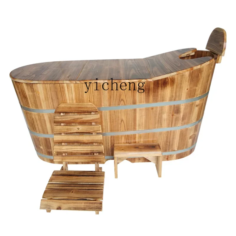 ZK beauty salon thickened with lid bath bucket whole body fumigation solid wood bath bucket adult household