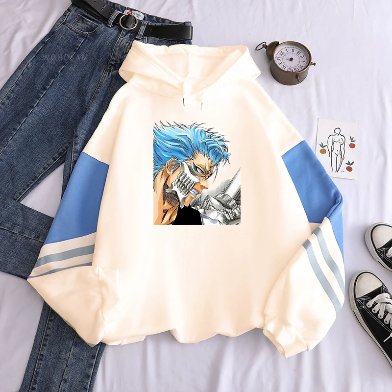 Anime Bleach Grimmjow Jaegerjaquez Gothic Cartoon Printed Hoodies Manga Harajuku Streetwear Long Sleeve Men Winter Sweatshirts