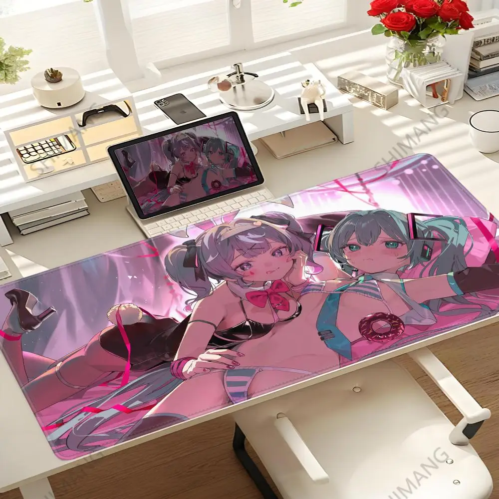 

Cute Kawaii Rabbit Hole Anti-slip Rubber Mouse Pad Miku Large Gamers Decoracion Extended Mause Desktop Mats With Lock Edge