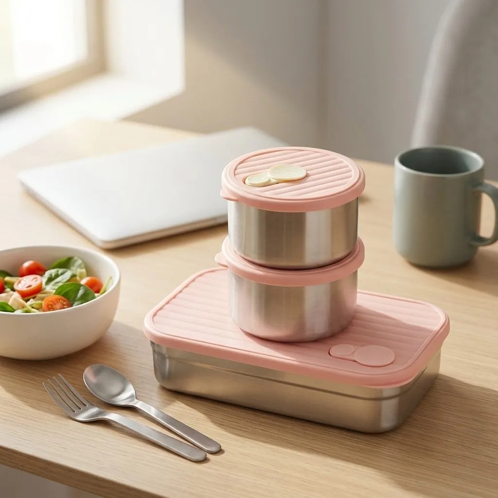 Bento Lunch Box Set Microwave Safe 304 Stainless Steel Food Storage Containers Meal Prep for Kids Adults Kitchen Accessories