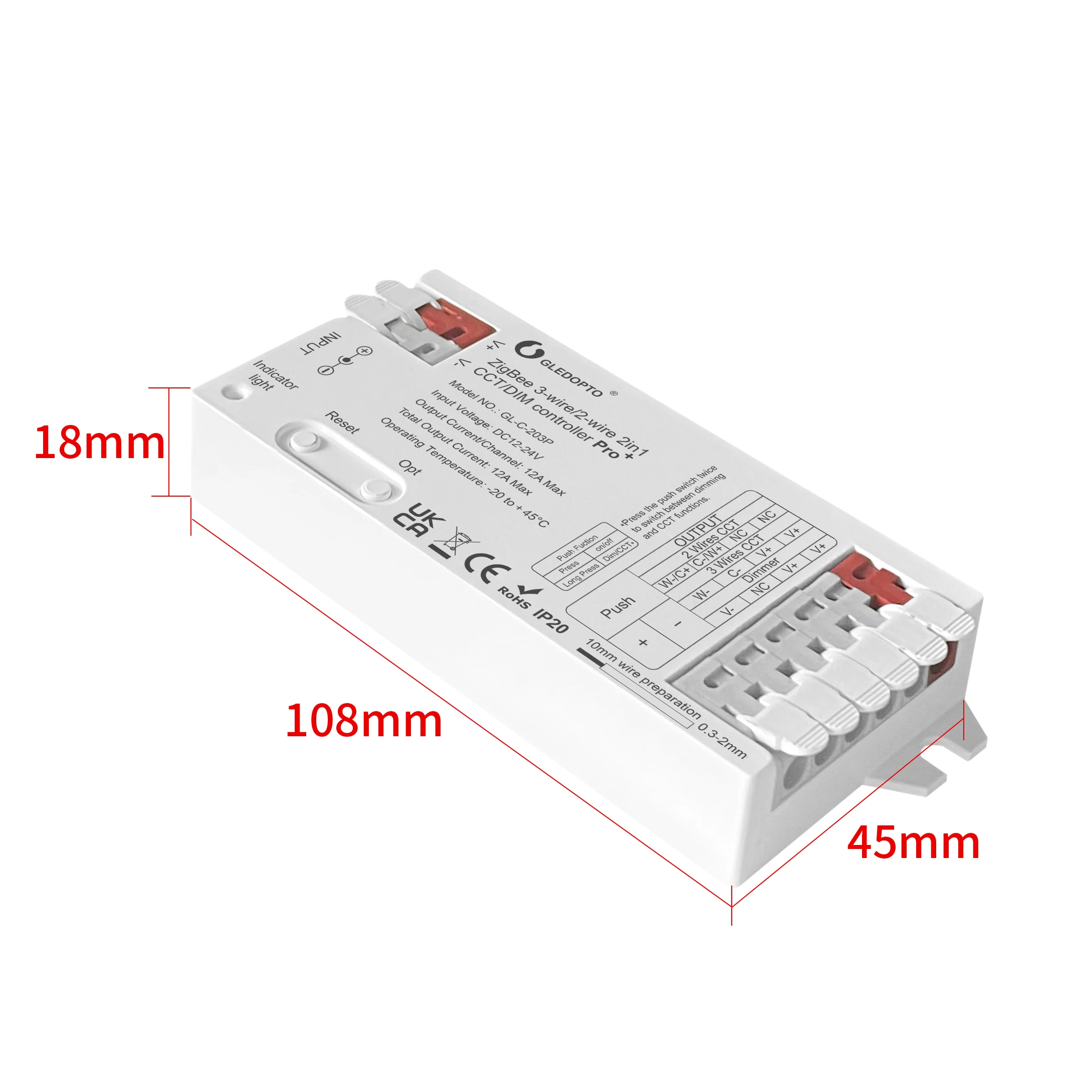 ZigBee 3.0 Pro+ 2in1 CCT Dimmer LED Strip Controller DC12-24V Max12A Hu*e Alexa Homey APP Control