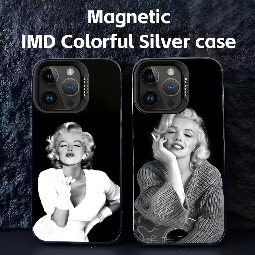 Чехол для телефона Marilyn M-Monroe, черный магнитный цветной серебристый чехол IMD для iPhone 16, 14, 13, 12, 11 Pro Max